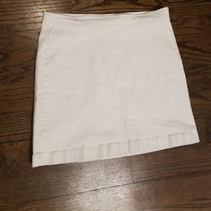 White jean side zip skirt